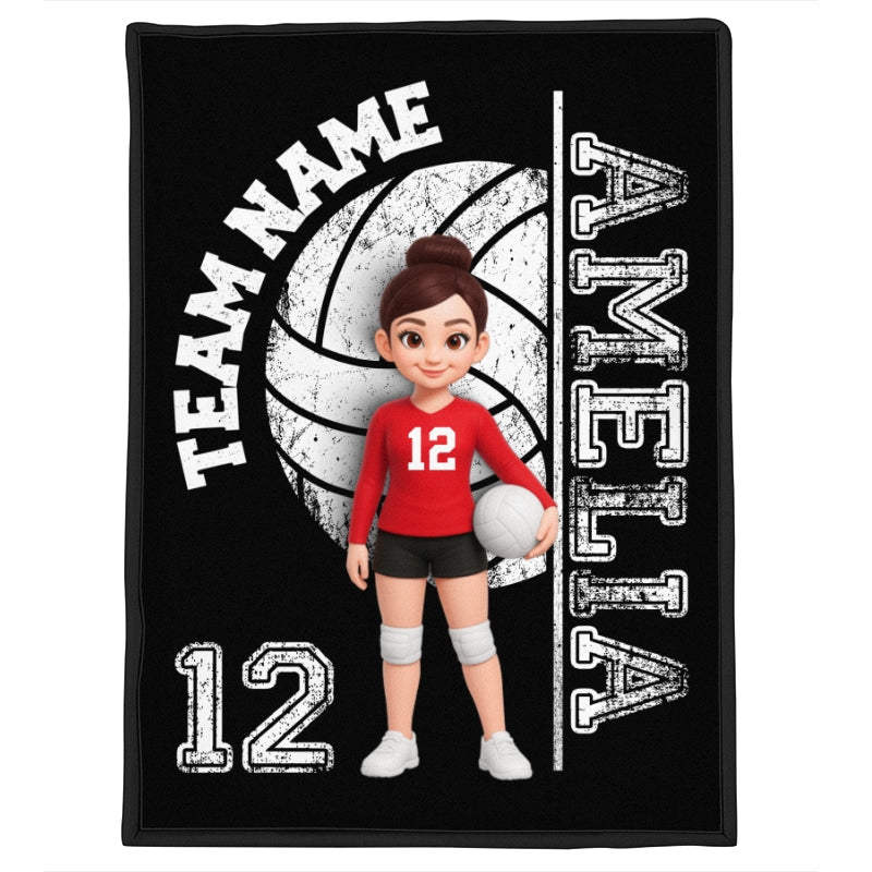 Custom Team Name Volleyball Player - Personalized Fleece Blanket - Soccer Senior Gift, Christmas Gift for Daughter, Son, Grandkids