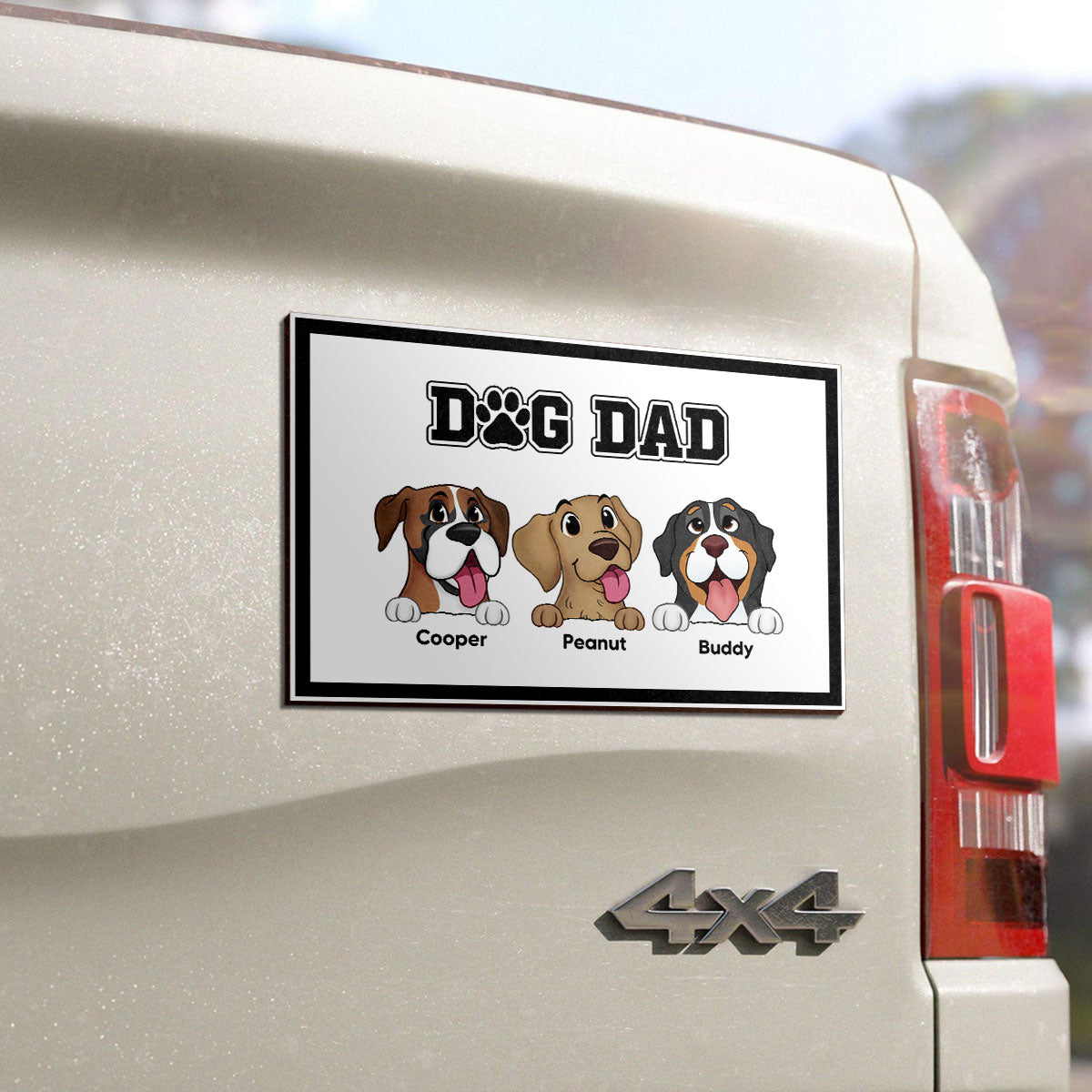 Dog Dad Personalized Car Magnet, Gift For Dog Lovers