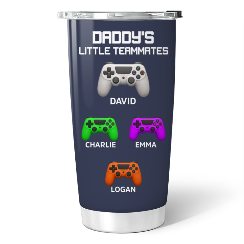 Daddy's Little Teammates Personalized Tumbler, Father's Day Gift for Gamer Dads