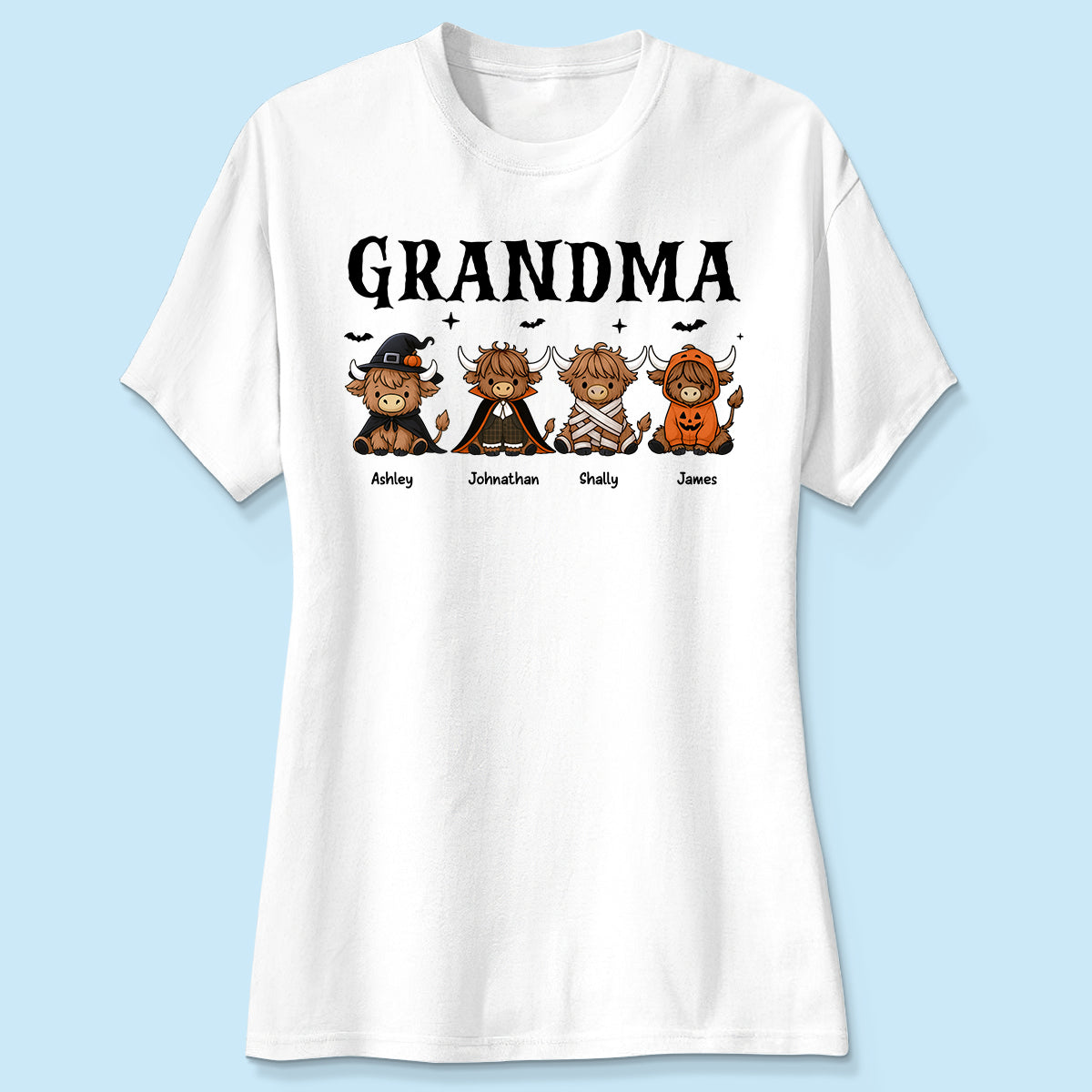 Halloween Highland Cow Grandma Personalized Shirt