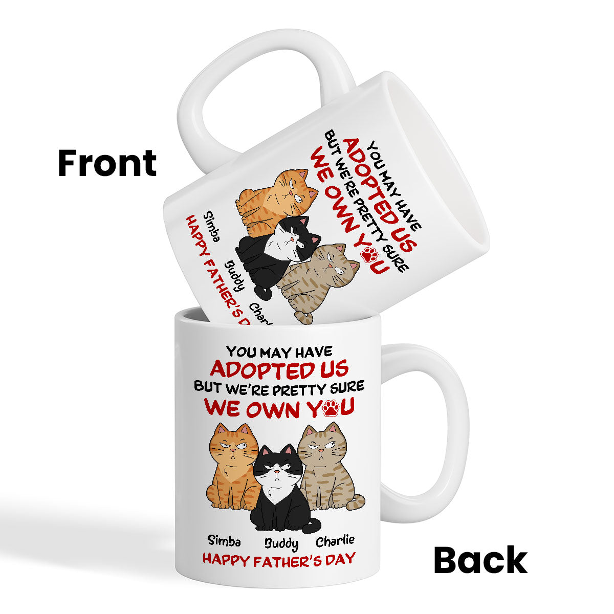 Funny Cute Cats We Own You Personalized Mug, Father’s Day Gift For Cat Dad