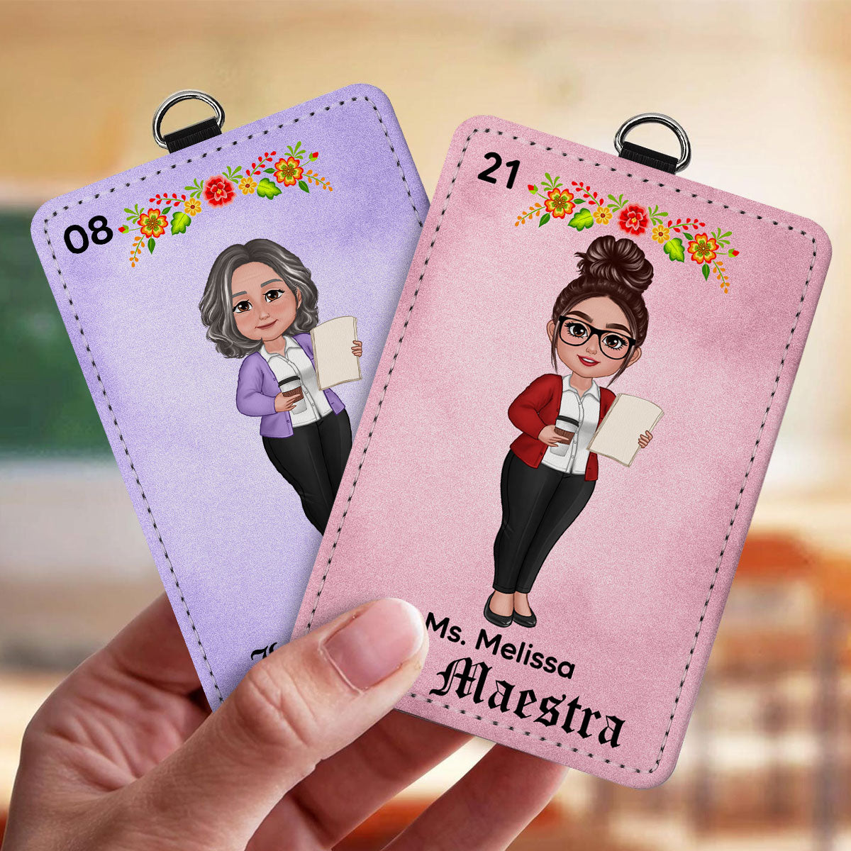 Teacher La Maestra Personalized ID Badge Holder, Back To School Gift For Teacher