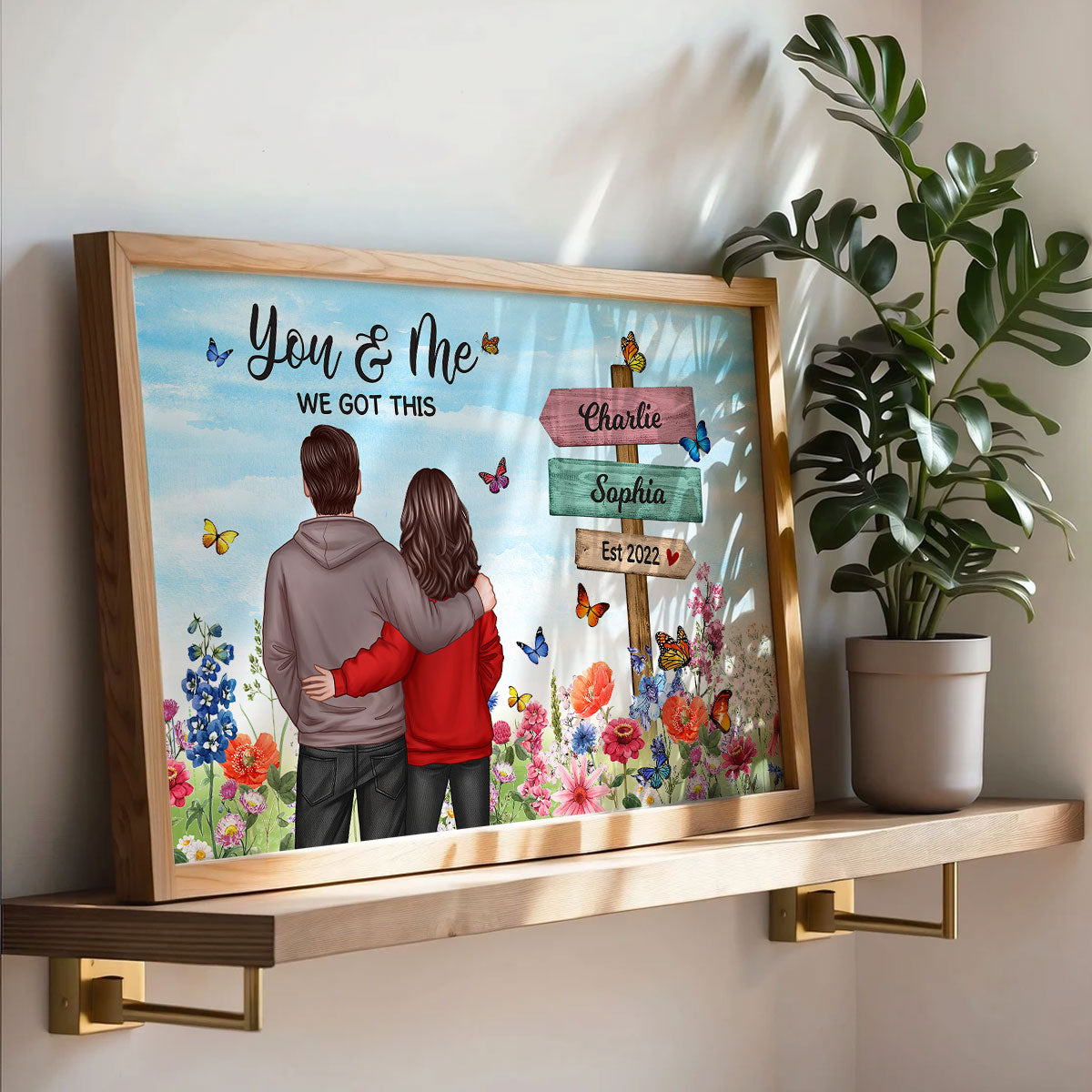 Couple In Flower Garden Sign Personalized Poster,  Gift, Anniversary Gift For Couples, For Him, For Her