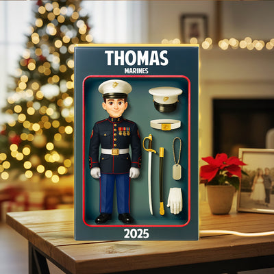 Marines Action Figure 3D Effect - Personalized Light Box - Special Gift For The Marines