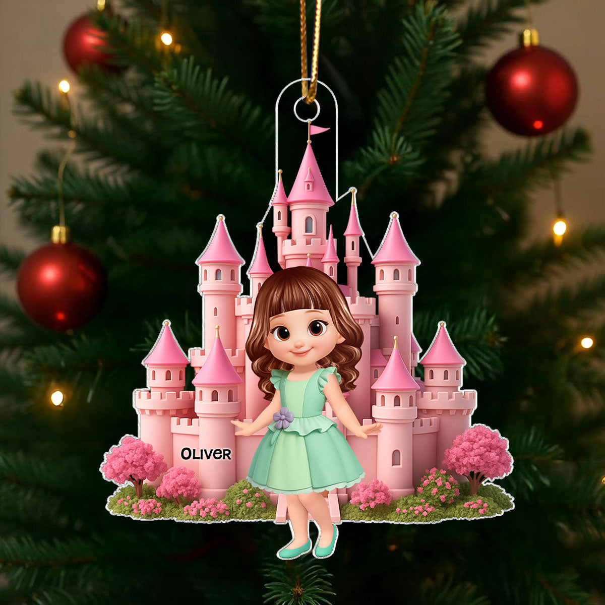 3D Effect Little Princess Castle Personalized Acrylic Ornament