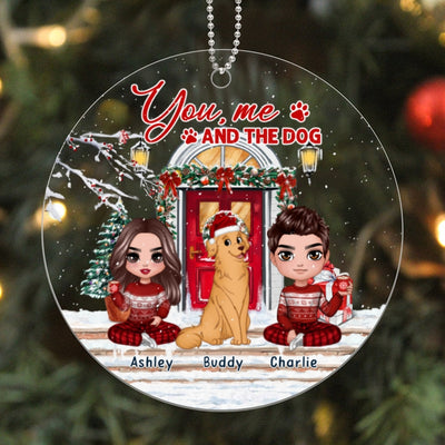 You Me And The Dogs Christmas Front Porch Personalized Acrylic Ornament