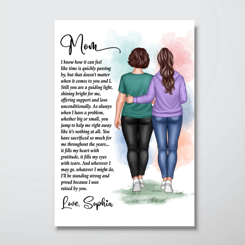 Mom And Daughter Walking To My Mom Mother‘s Day Gift Personalized Vertical Poster