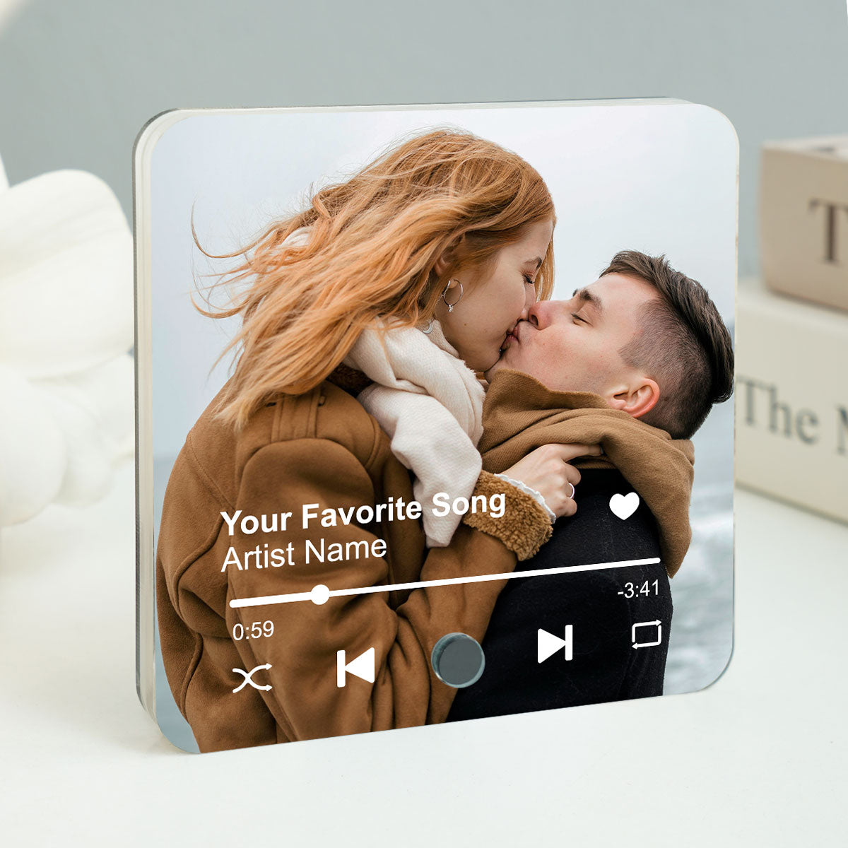 Custom Photo & Favorite Song Personalized Music Fridge Magnet,  Gift For Couple
