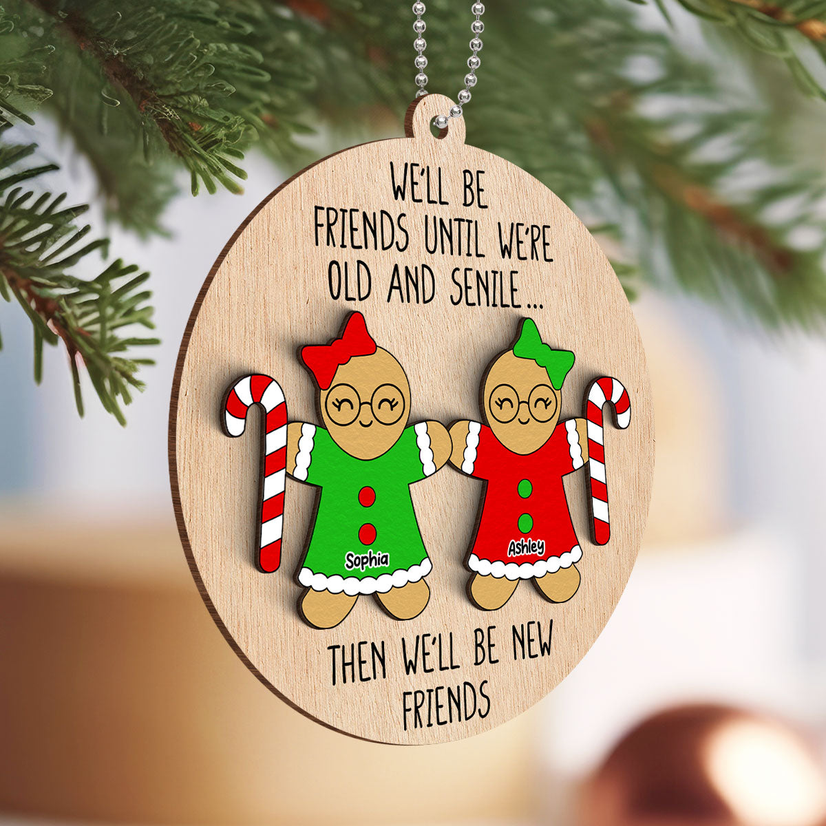 Funny Friend Personalized 2-Layer Wooden Ornament, Christmas Gift For Best Friends