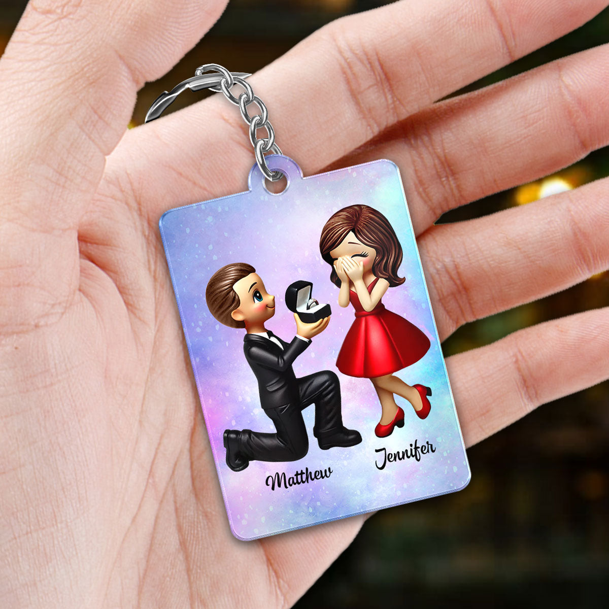 Newly Engaged Couple Gift Personalized Acrylic Flat Keychain, Just Engaged  Gifts for Couples, Favorite Song Scannable QR Code