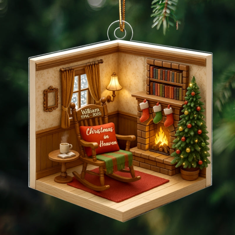 Interior 3D House Personalized Acrylic Ornament, Memorial Christmas Ornament For Grandma/Grandpa, For Mom/Dad