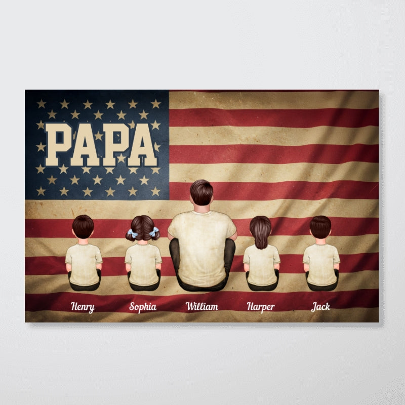 Vintage Retro Nation Flag Family Personalized Poster, Gift For Dad, Mom
