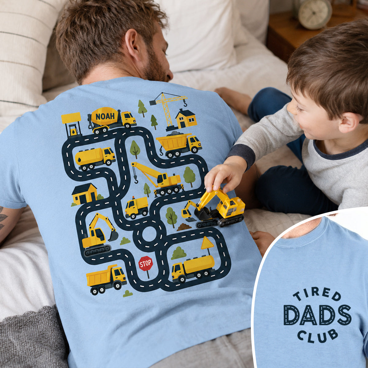 Tired Dads Club Construction Car Track Massage - Personalized Shirt - Funny Father Day Gift For Dad, Husband
