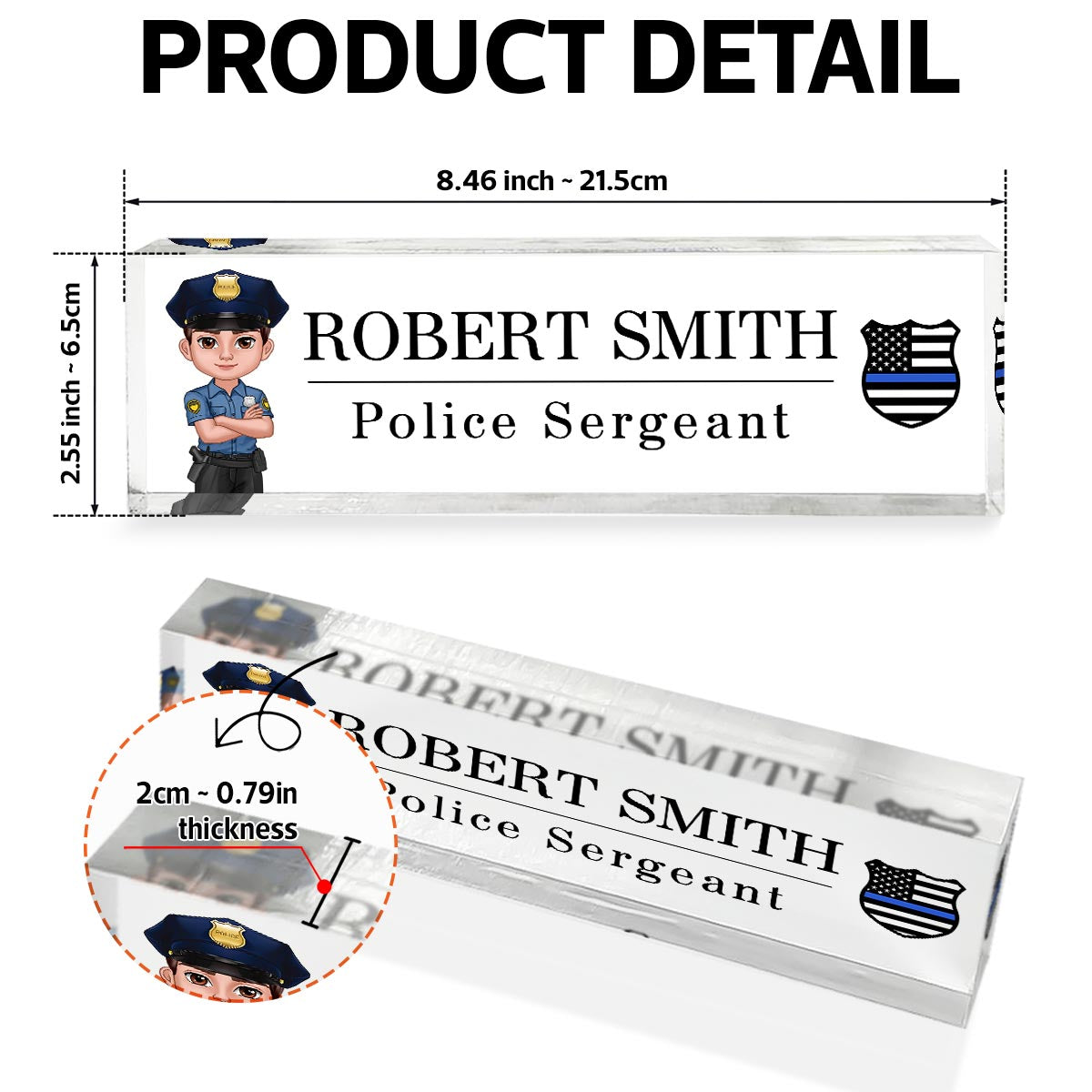 Personalized Acrylic Desk Name Plate, Office Decor, Appreciation Gift, Christmas Gift For Police Officers, Corrections Officers, Dispatchers, Firefighters, Nurse, EMS, Military Army Soldiers
