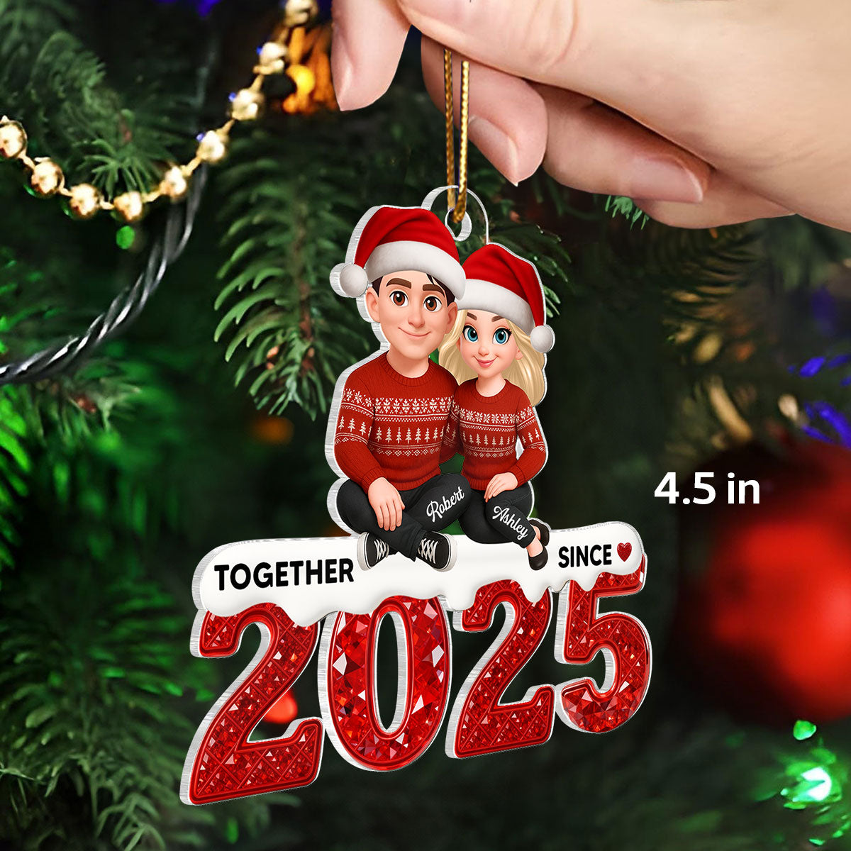 3D Effect Shining Effect Beautiful Couple Together Since Custom Year - Personalized Acrylic Ornament