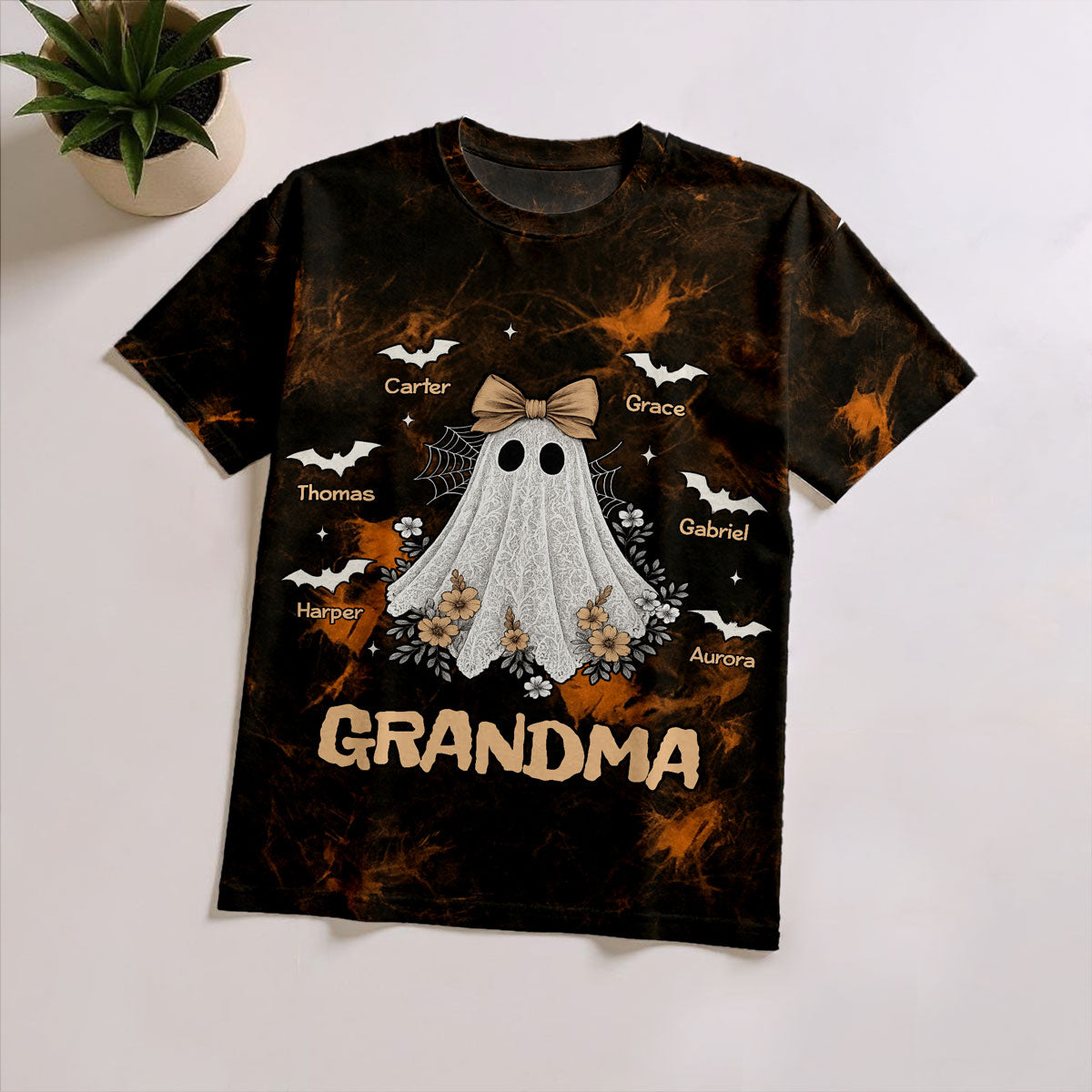 Halloween Faux Lace Pattern Boo Grandma Personalized Shirt