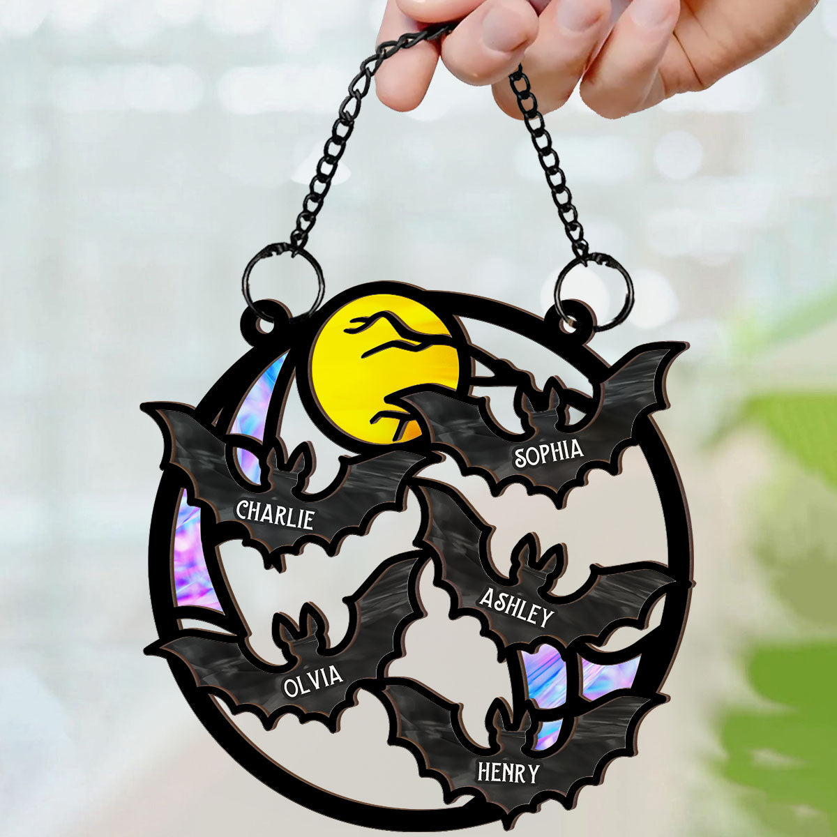 Family Bats Personalized Suncatcher, Halloween Decoration