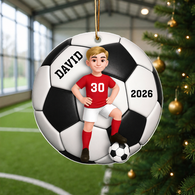 Soccer Girl Boy 3D Effect - Personalized Acrylic Ornament - Christmas Gift For Daughter, Gift For Son