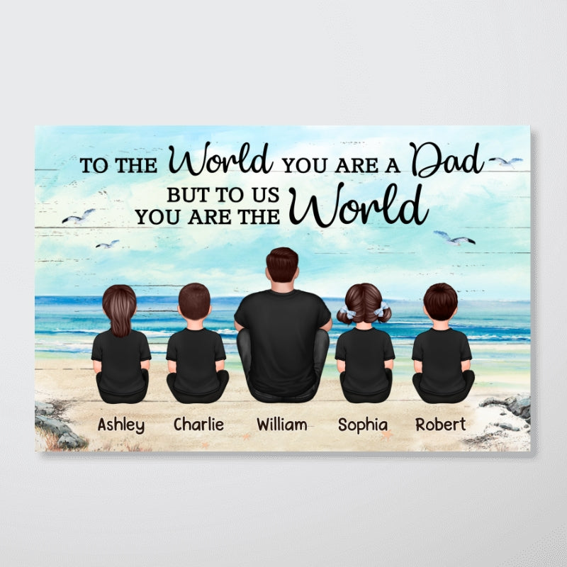 Dad And Sons Daughters Retro Vintage Beach Personalized Poster, Heartfelt Gift For Dad, For Husband