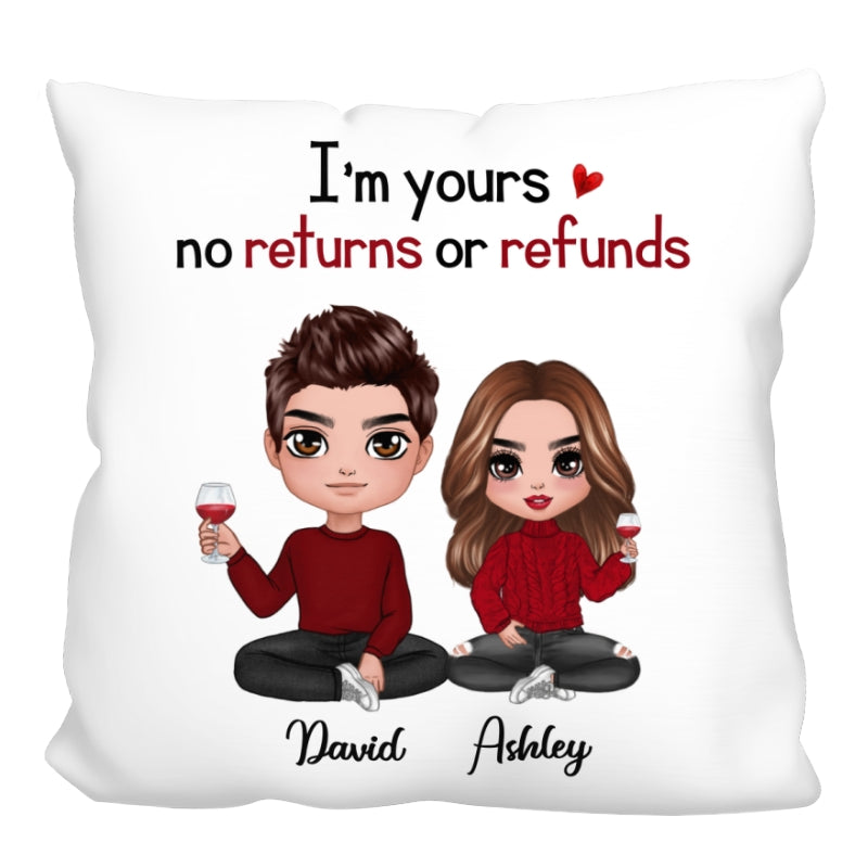 Doll Couple Sitting Personalized Pillow (Insert Included)