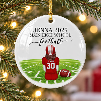 Football Senior Ornament - Personalized Ceramic Ornament - Football Player Senior Night Gift, High School Football Team Gift