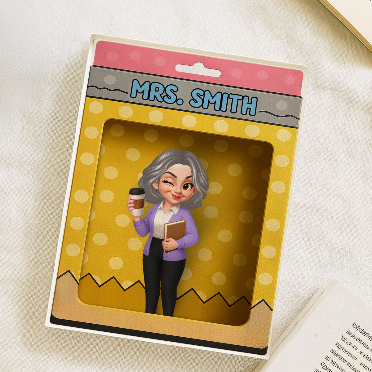 Teacher Inside Pencil Pattern Box 3D Effect Personalized Acrylic Block, Back To School gift for Teachers