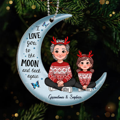 Love To The Moon And Back Christmas Gift For Grandchildren Personalized Acrylic Ornament