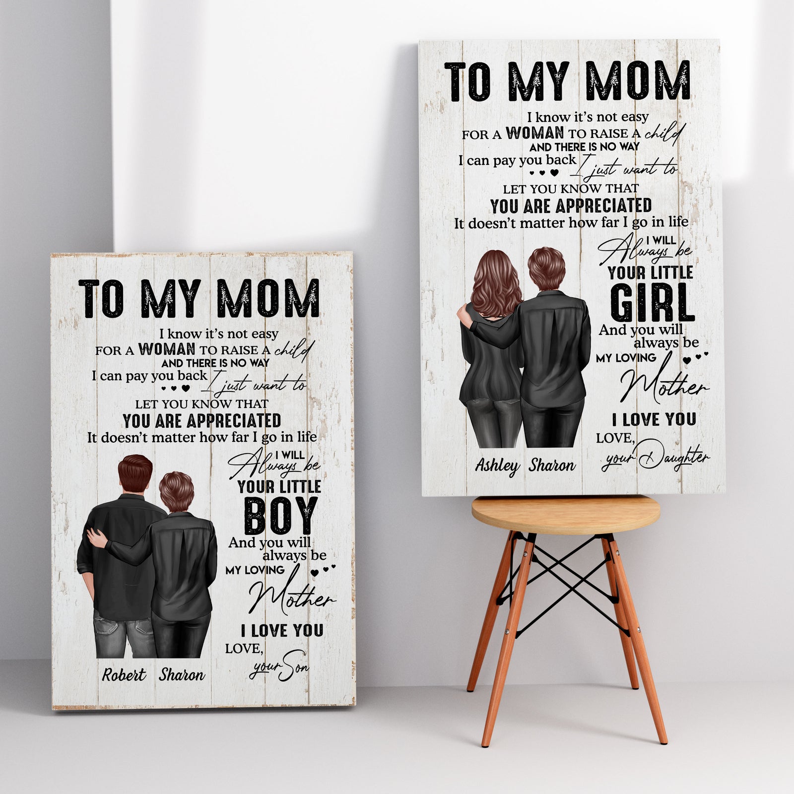 To My Mom From Daughter, Son Retro Vintage Personalized Canvas, Mother's Day gift
