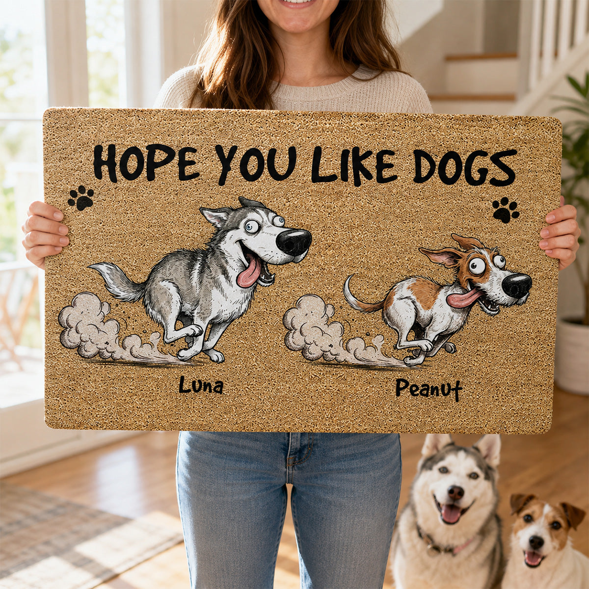 Hope You Like Dogs Funny Zoomies Portrait From Your Dog Photo - Personalized Doormat - Funny Home Decor For Dog Lover