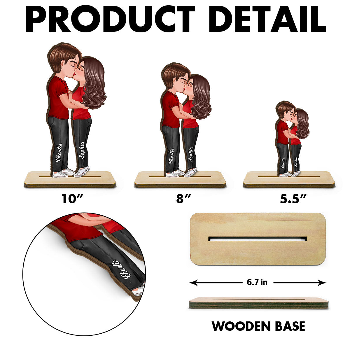 Doll Couple Kissing Home Decor Gift For Him Gift For Her Personalized Standing Wooden Plaque
