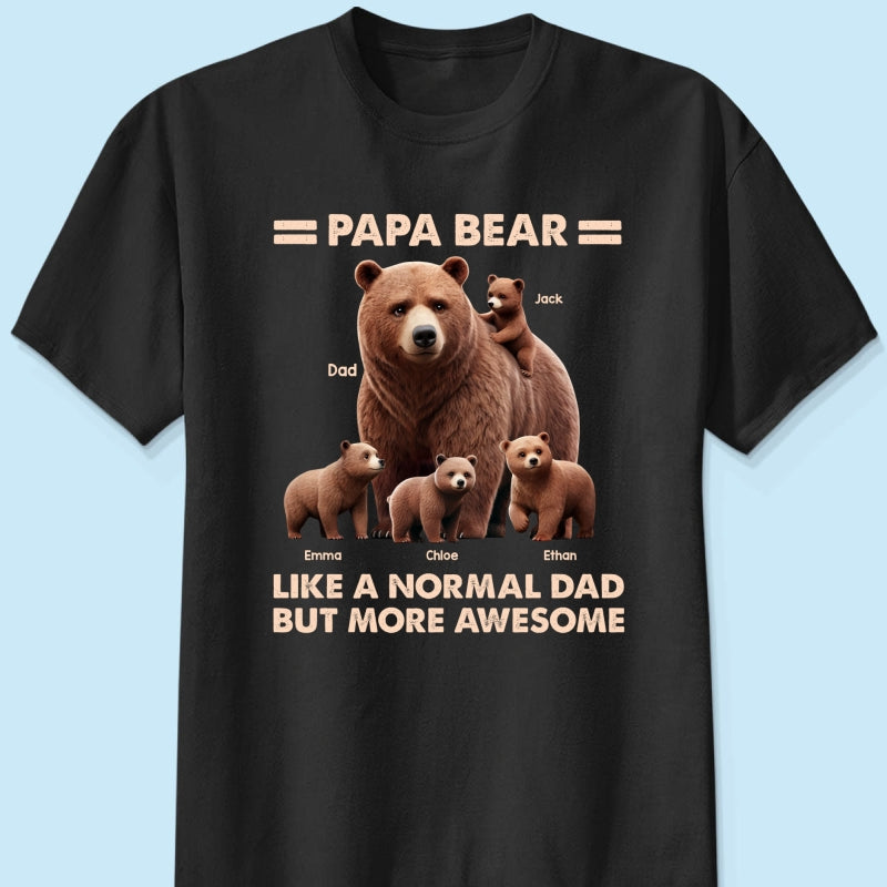Papa Bear And Kids 3D Effect Personalized Shirt, Father's Day gift for Dads, for Grandpas