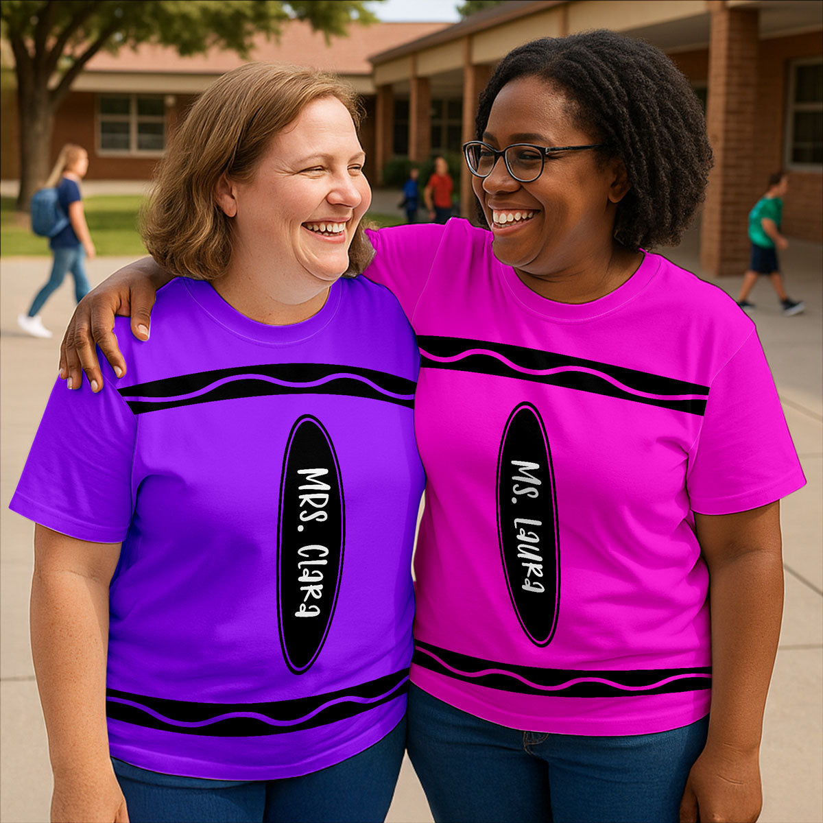 Crayon Theme Personalized Group Matching Shirt, Halloween Costume For Teachers