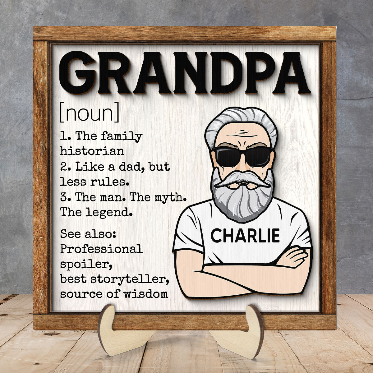 Grandpa Definition Personalized 2-Layer Wooden Plaque