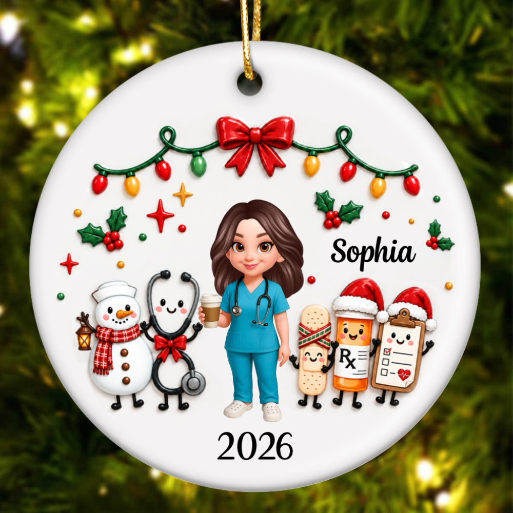 Cute Nurse Things 2D Flat Printed - Personalized Ceramic Ornament - Christmas Gift, Graduation Gift For Nurse, Healthcare Workers, Gift For Colleagues, Coworkers