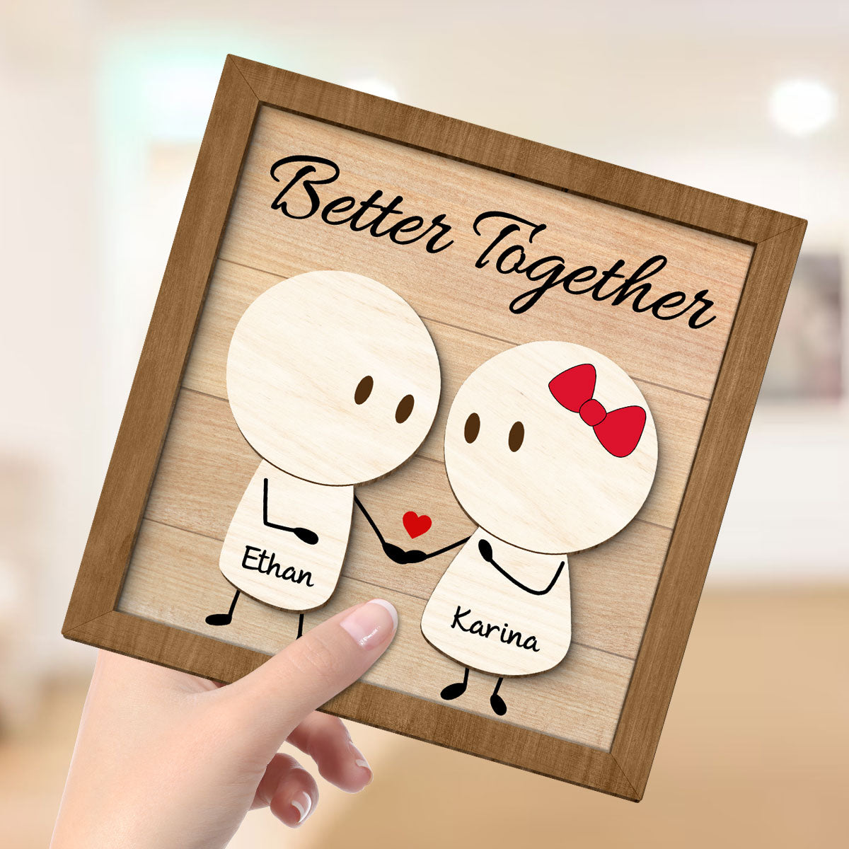 Personalized Anniversary Couple Gift, 2-Layer Wooden Plaque,  Gift For Her, For Him