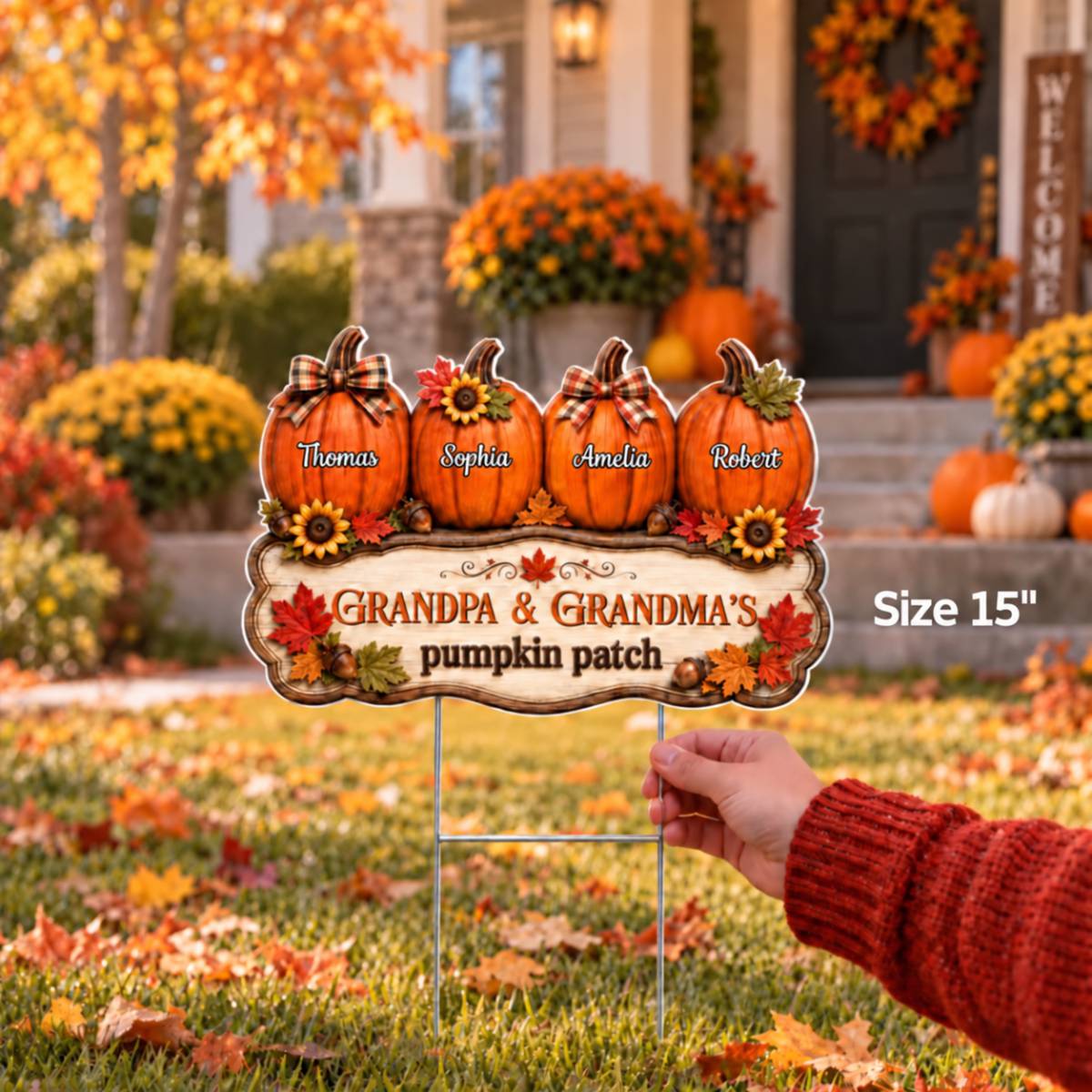 Cozy Fall Vibe Grandpa Grandma's Pumpkin Patch - Personalized Corrugated Plastic Yard Sign - Fall Decor For Grandparents