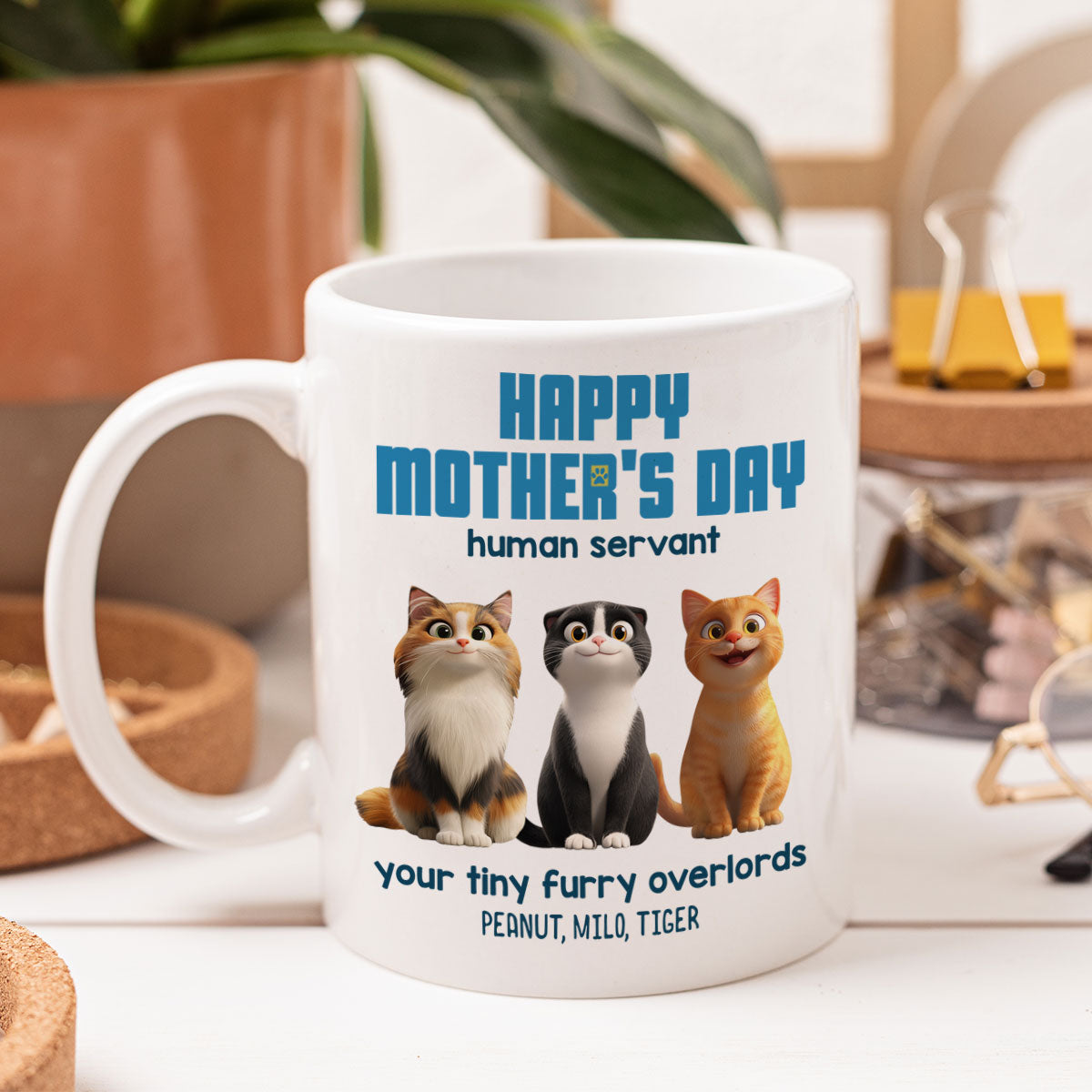 Happy Mother's Day Human Servant - Personalized Mug - Unique Gift for Cat Moms