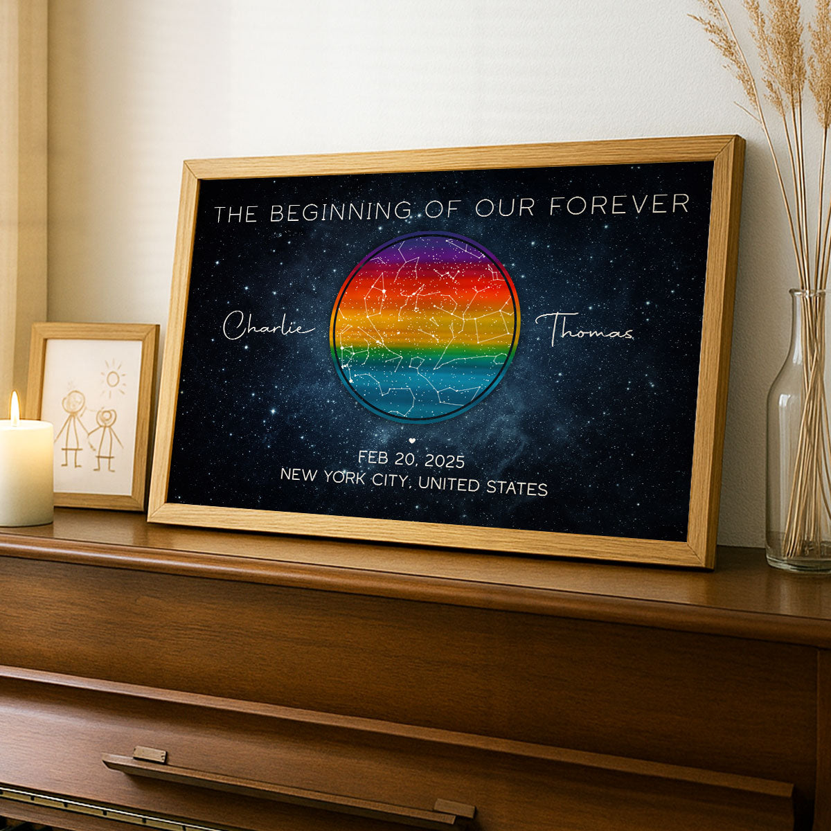 Pride Month LGBT Couple Star Map Personalized Poster, Gift For Couple