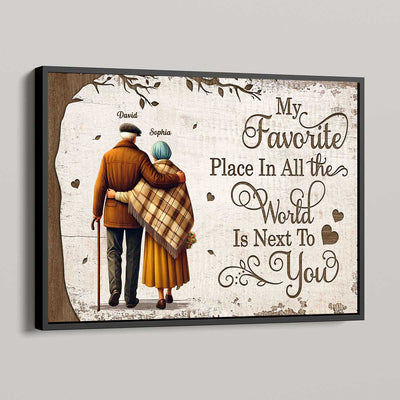 Favorite Place In The World Old Couple Growing Old Together Walking Personalized Poster, Heartfelt Gift For Him, For Her
