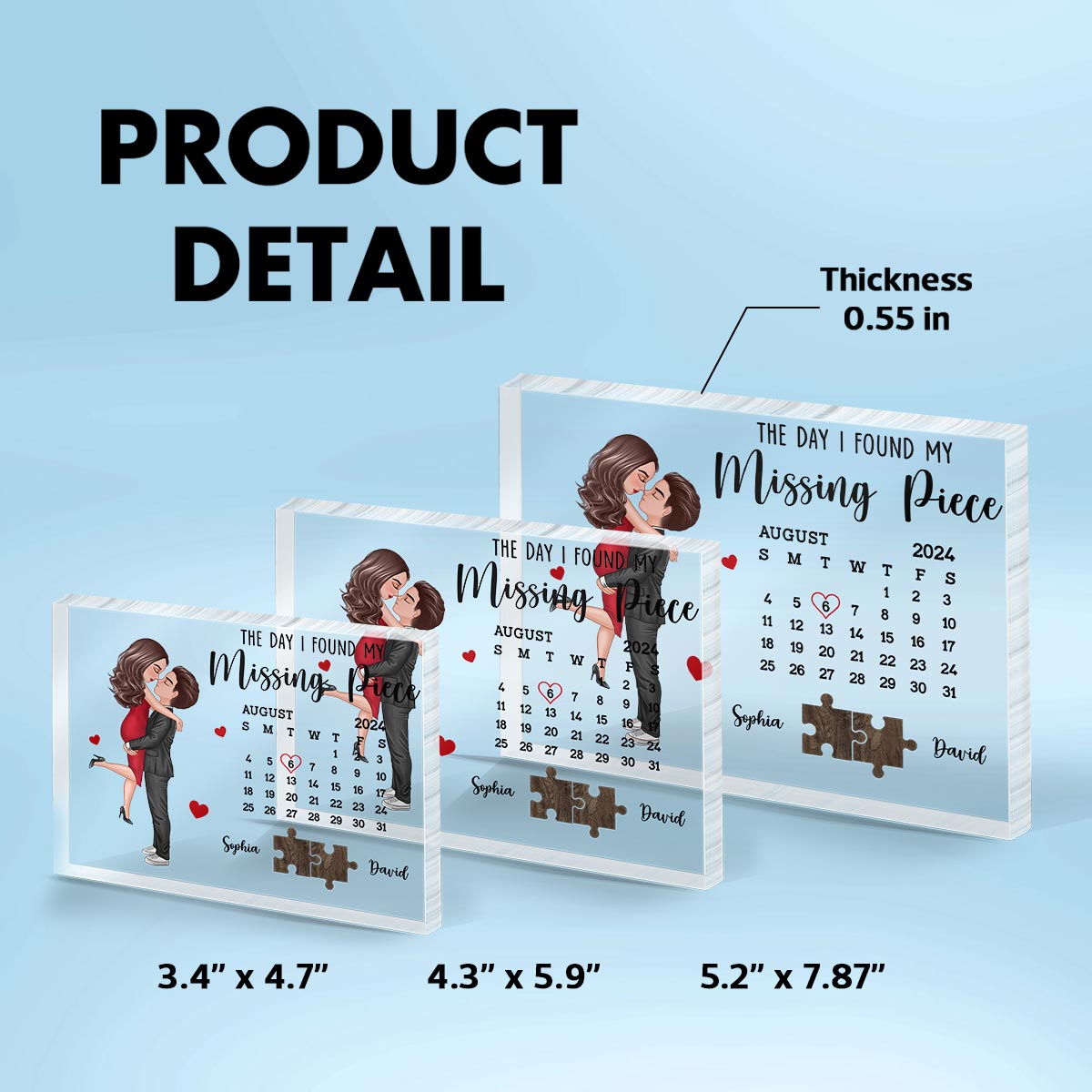 The Day I Found My Missing Piece Anniversary Gift Calendar Personalized Acrylic Block Plaque