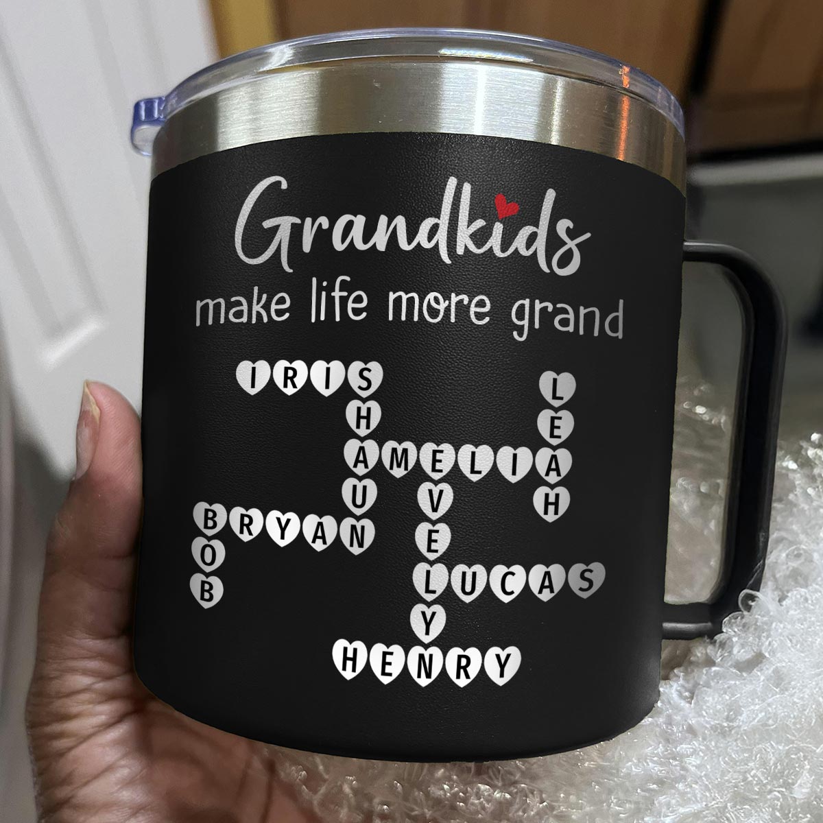 The Greatest Gift You Ever Know Crossword Puzzle Art Gift For Grandma Personalized Stainless Steel Tumbler With Handle