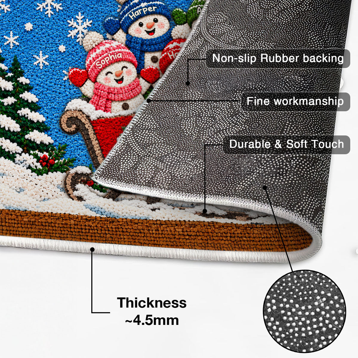 Welcome To Grandparents' Grandkids Snowman On Sleigh - Personalized Door Mat - Christmas Decor For Grandparents, Family
