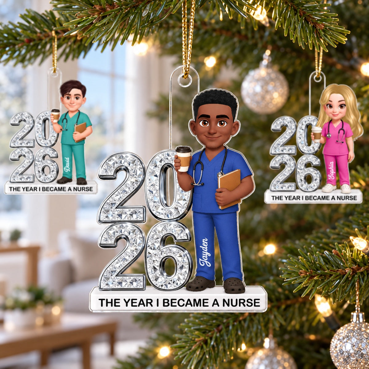 The Year I Became A Nurse - Personalized Acrylic Ornament - Christmas Gift, Graduation Gift For Nurse, Milestone Keepsake For Healthcare Workers