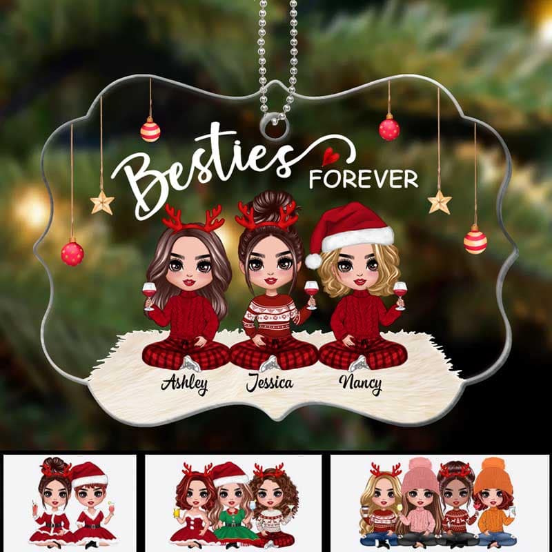 Doll Besties Christmas Checkered Pants Belux Shape Personalized Acrylic Ornament
