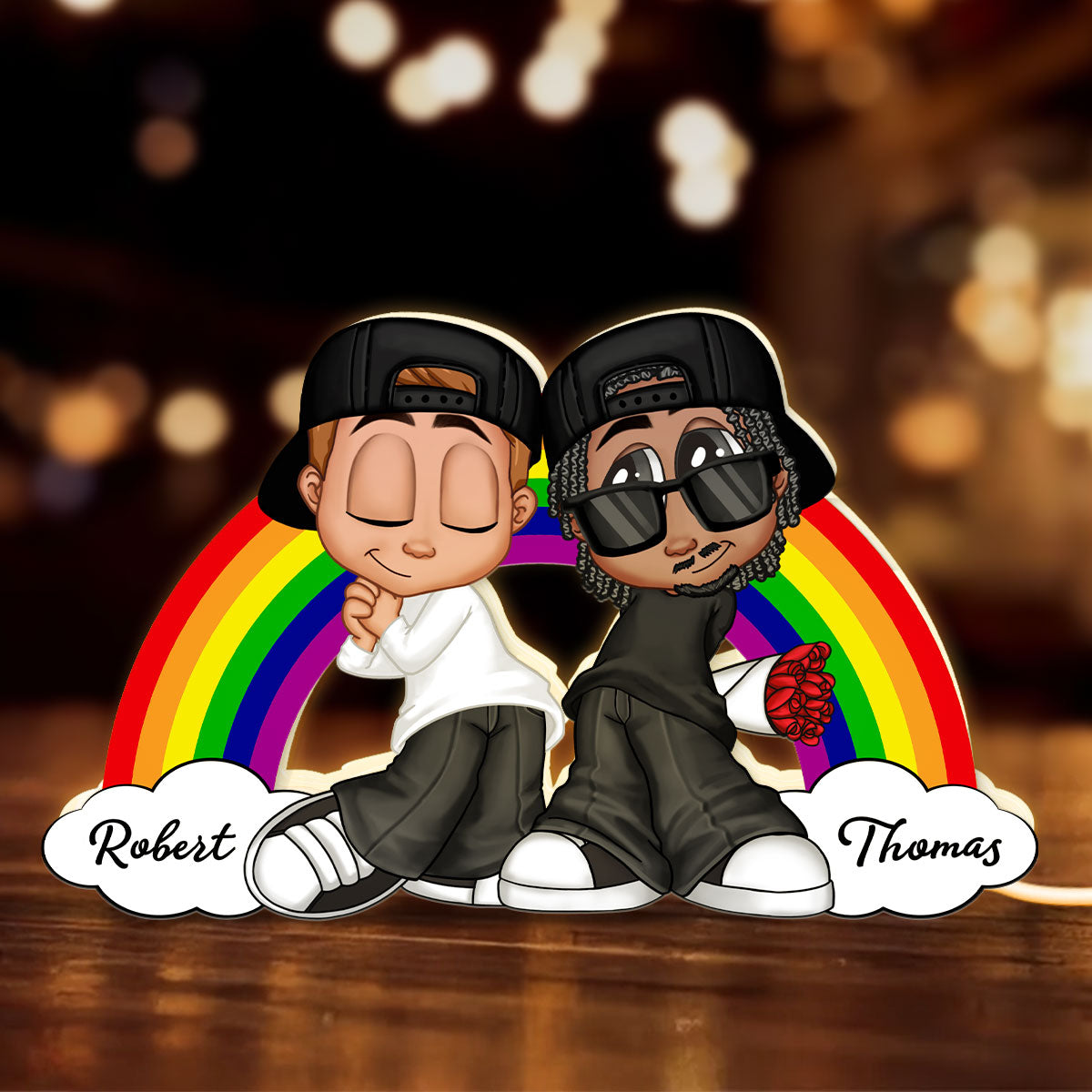 Y2K Couple LGBT Rainbow Personalized Light Box, Gift for Him for Her, Pride Month
