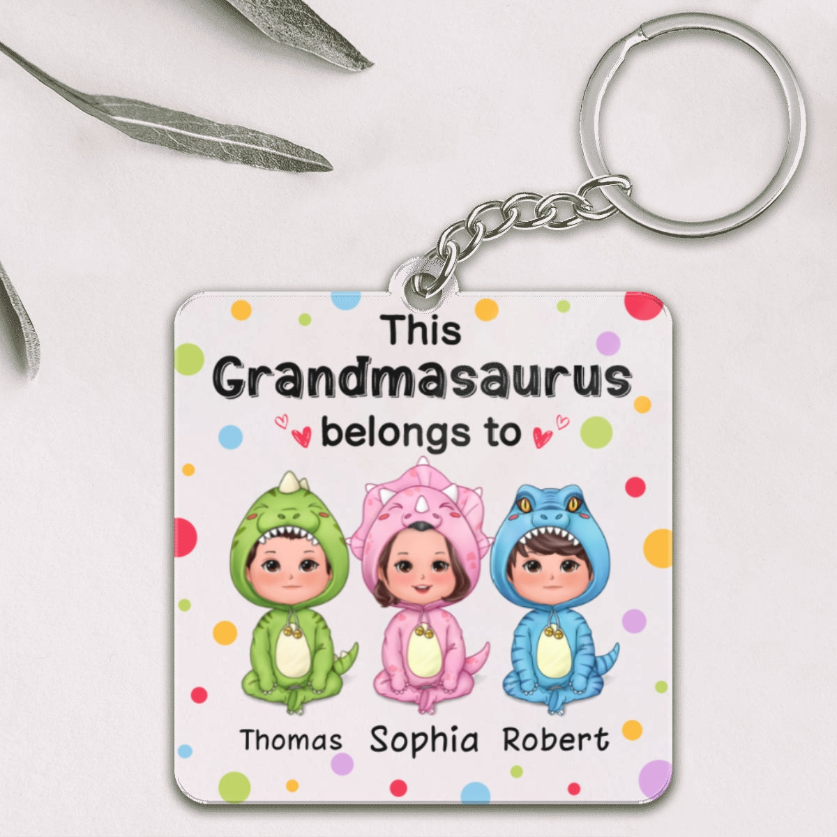 This Grandmasaurus Belongs To Dinosaur Doll Kids Gift For Grandma Mom Personalized Acrylic Keychain