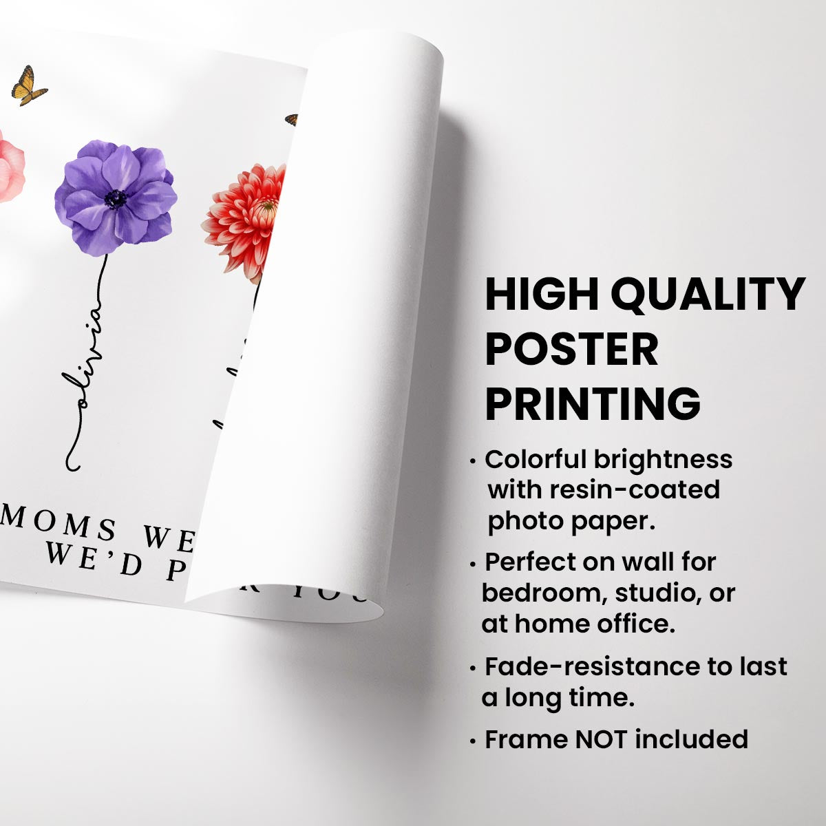 Watercolor Flowers If Mom Were Flowers Gift For Mom Personalized Horizontal Poster