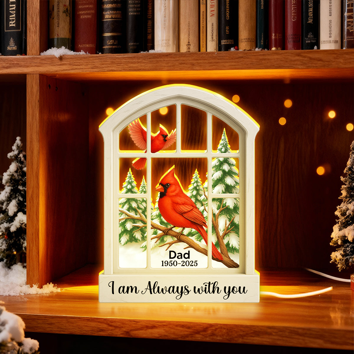 Cardinal Window Winter Scene - Personalized Light Box - Meaningful Memorial Keepsake