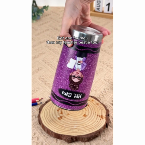 Teacher Crayon Personalized Tumbler| Back To School Gift For Teacher (Not Real Glitter)