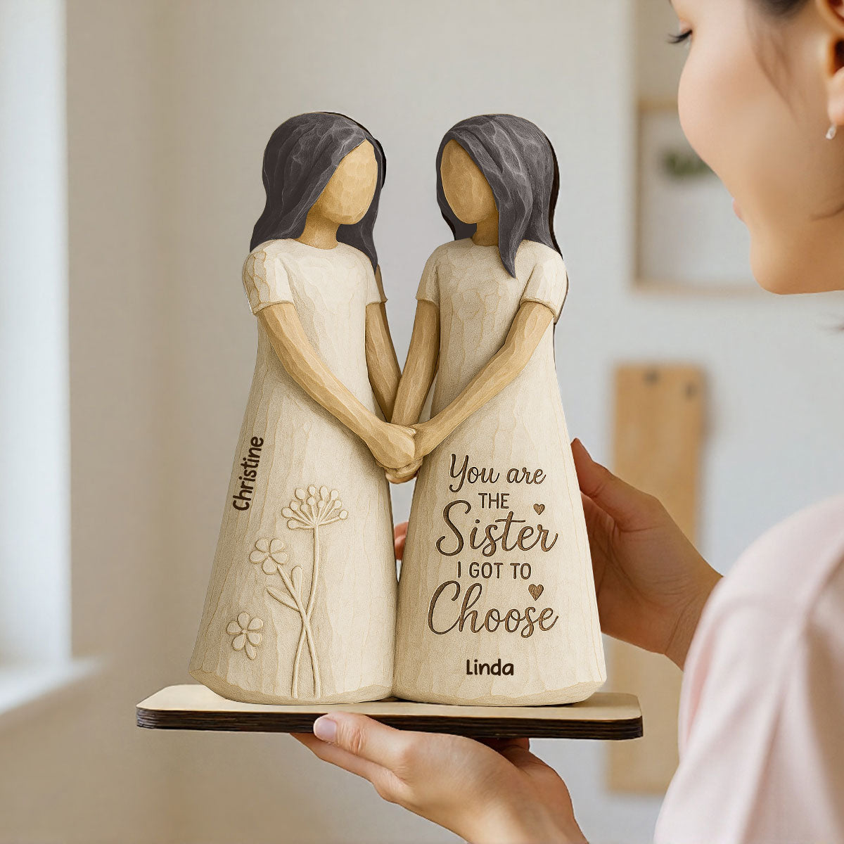 You Are The Sister I Got To Choose 3D Effect Personalized Standing Flat Wooden Plaque, Birthday Gift Friendship Gift for Besties, Lifelong Friends